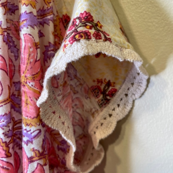 FP NWT Leilani Floral Lace Crochet Jersey Cropped Babydoll Cottagecore Shirt - Picture 9 of 16